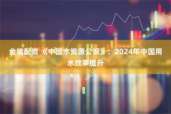 金猪配资 《中国水资源公报》：2024年中国用水效率提升